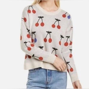 Madewell size XS Cherry Jacquard Pullover Sweater